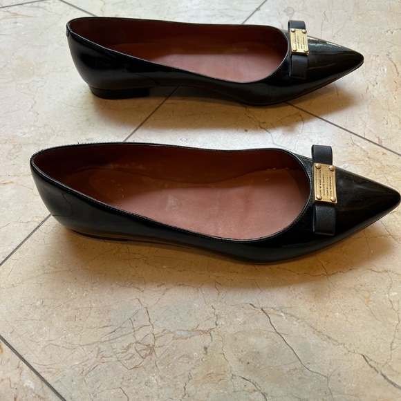 Marc Jacobs black leather ballet flats pointed toe - Picture 4 of 6